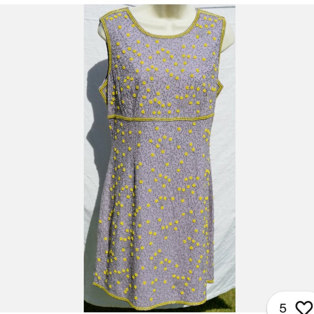 NWT French Connection Lavender Beaded Cocktail Sheath Dress Women's 10